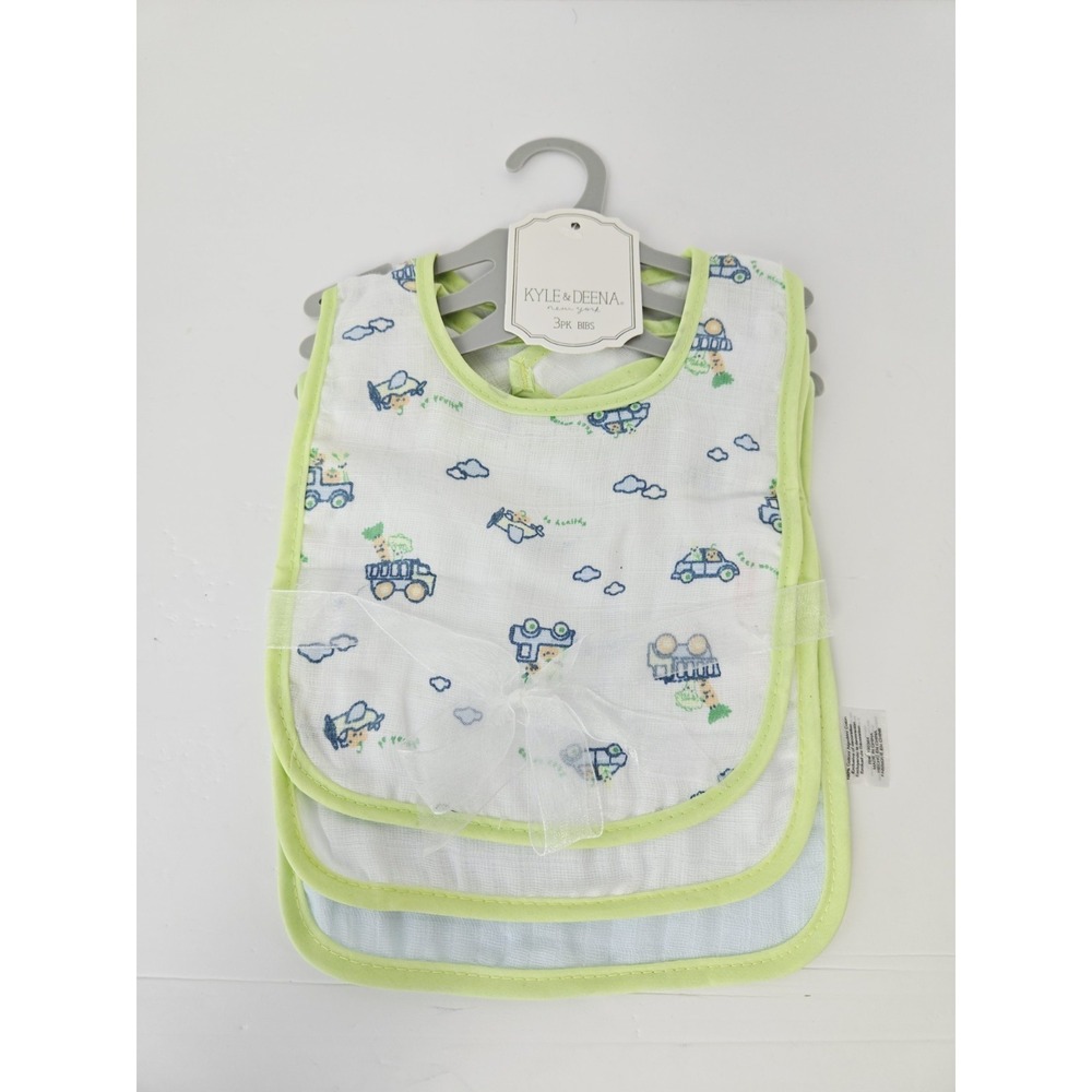 Kyle & Deena Baby Bandana Bib 3 Pack  green blue truck boy NWT